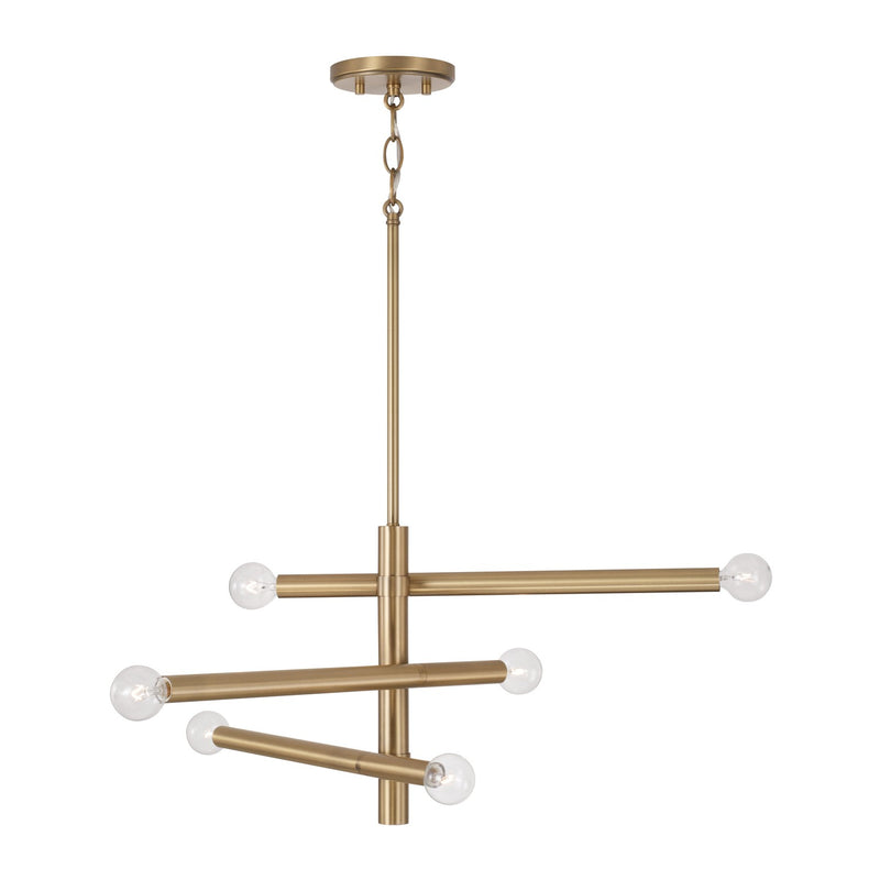 Zane 6-Light Chandelier in Aged Brass - Lamps Expo