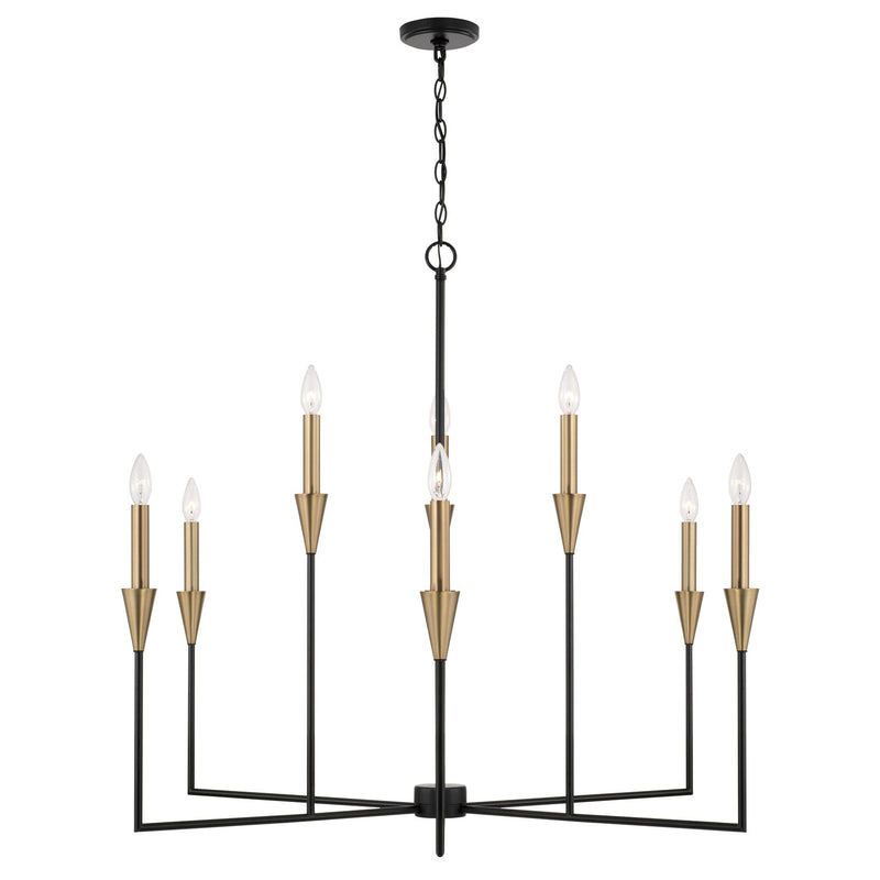 Avant 9-Light Chandelier in Aged Brass and Black - Lamps Expo