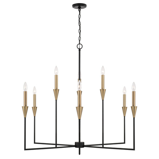 Avant 9-Light Chandelier in Aged Brass and Black - Lamps Expo