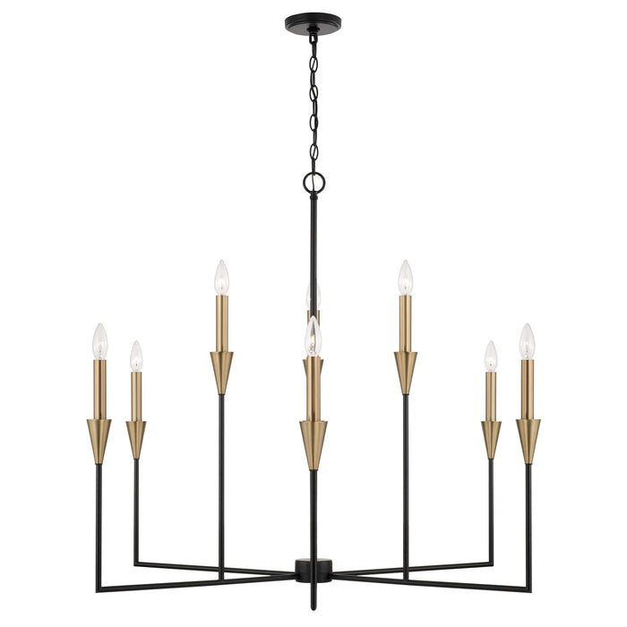 Avant 9-Light Chandelier in Aged Brass and Black - Lamps Expo