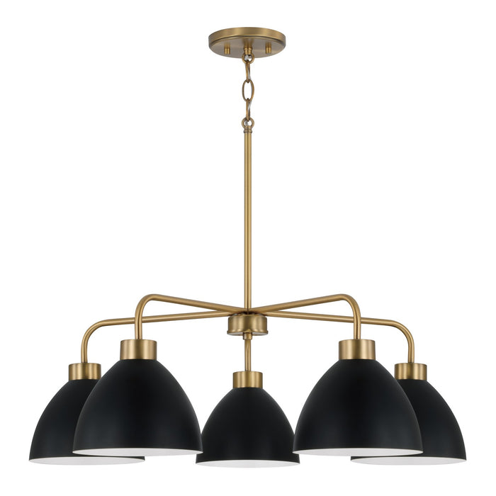 Ross 5-Light Chandelier in Aged Brass and Black - Lamps Expo
