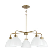 Ross 5-Light Chandelier in Aged Brass and White - Lamps Expo