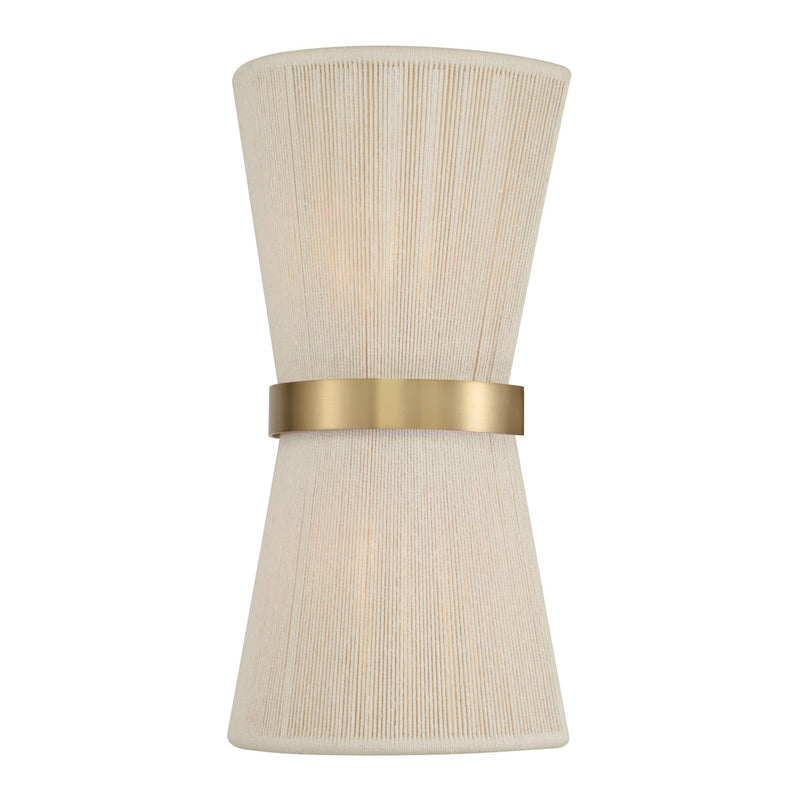 Cecilia 2-Light Wall Sconce in Bleached Natural Rope and Patinaed Brass - Lamps Expo