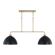 Ross 2-Light Island Pendant in Aged Brass and Black - Lamps Expo