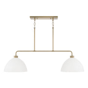 Ross 2-Light Island Pendant in Aged Brass and White - Lamps Expo