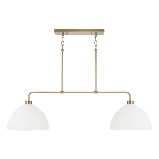 Ross 2-Light Island Pendant in Aged Brass and White - Lamps Expo