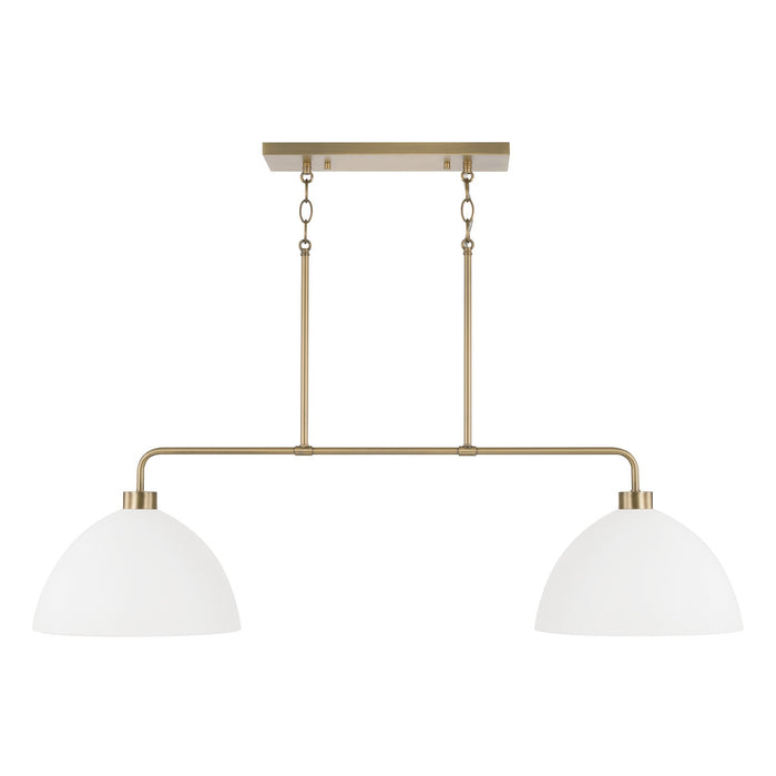 Ross 2-Light Island Pendant in Aged Brass and White - Lamps Expo
