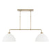 Ross 2-Light Island Pendant in Aged Brass and White - Lamps Expo