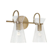 Mila 2-Light Bath Vanity Light in Aged Brass