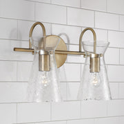 Mila 2-Light Bath Vanity Light in Aged Brass