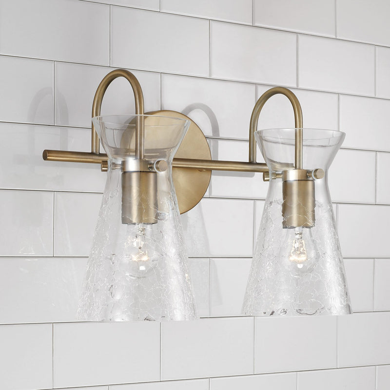 Mila 2-Light Bath Vanity Light in Aged Brass