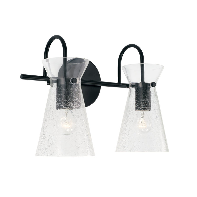 Mila 2-Light Bath Vanity Light in Matte Black