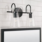Mila 2-Light Bath Vanity Light in Matte Black