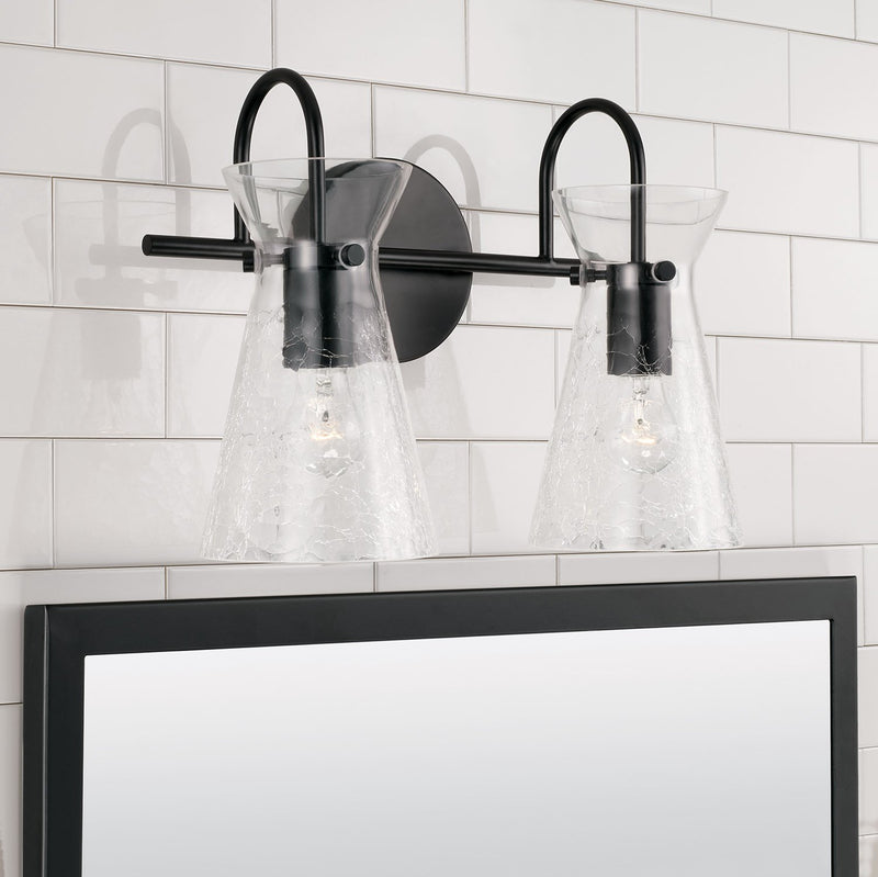 Mila 2-Light Bath Vanity Light in Matte Black