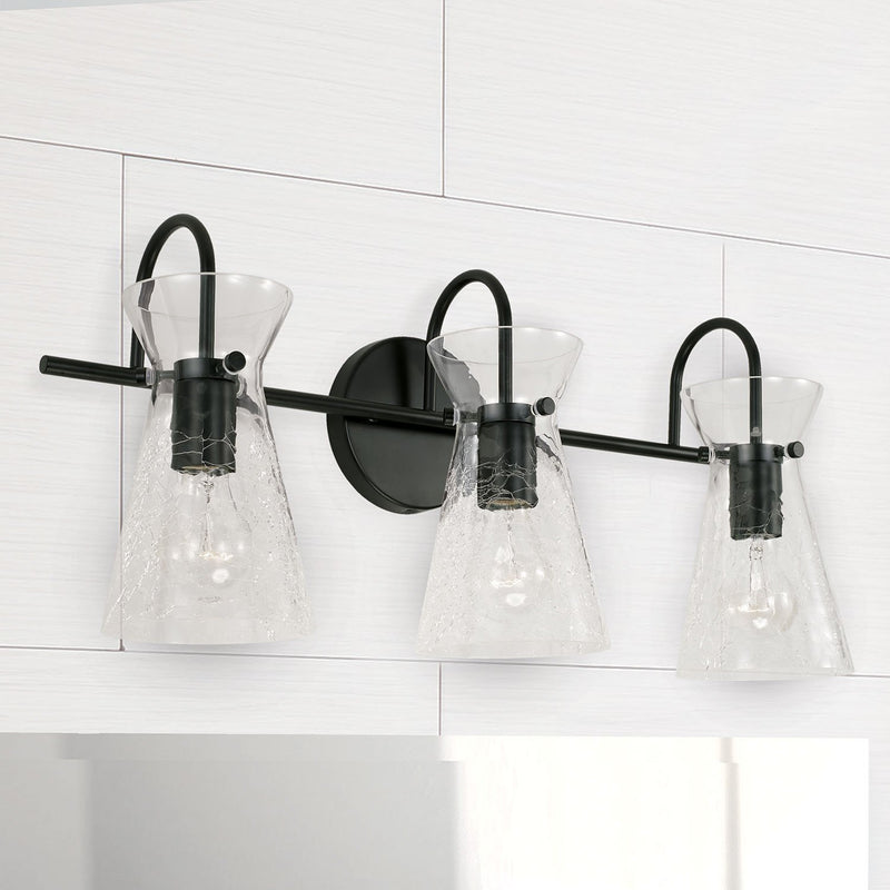 Mila 3-Light Bath Vanity Light in Matte Black