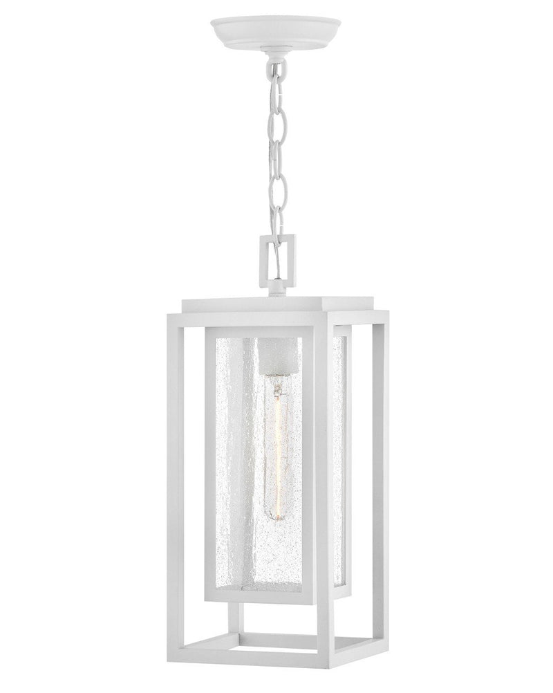 Republic Medium Outdoor Hanging Lantern in Textured White