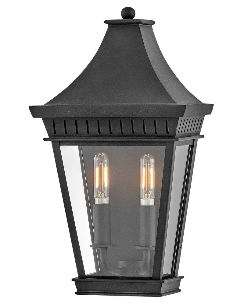 Chapel Hill Small 2-Light Outdoor Wall Lantern in Museum Black