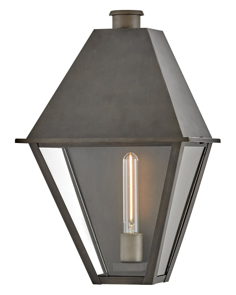 Endsley Medium Wide Outdoor Wall Lantern in Blackened Brass