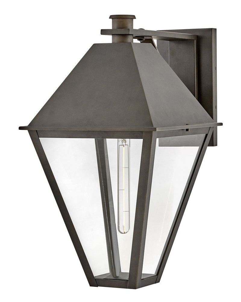 Endsley Large Wide Outdoor Wall Lantern in Blackened Brass