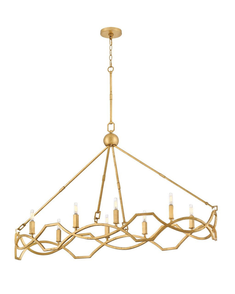 Leona 8-Light Linear Chandelier in Distressed Brass