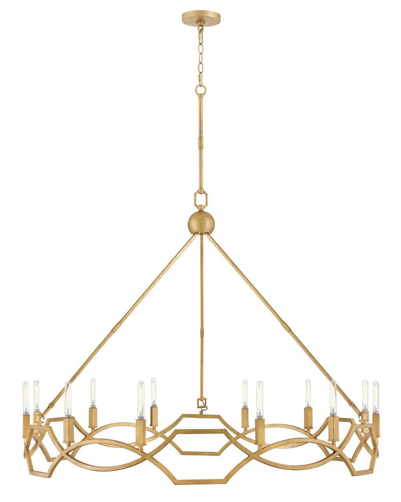 Leona 12-Light Chandelier in Distressed Brass