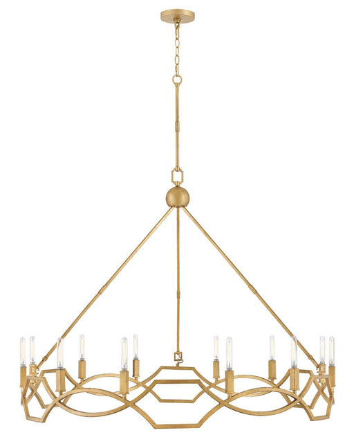 Leona 12-Light Chandelier in Distressed Brass