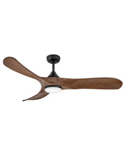 Swell Illuminated 56" Outdoor Smart Ceiling Fan with Light in Matte Black / Walnut