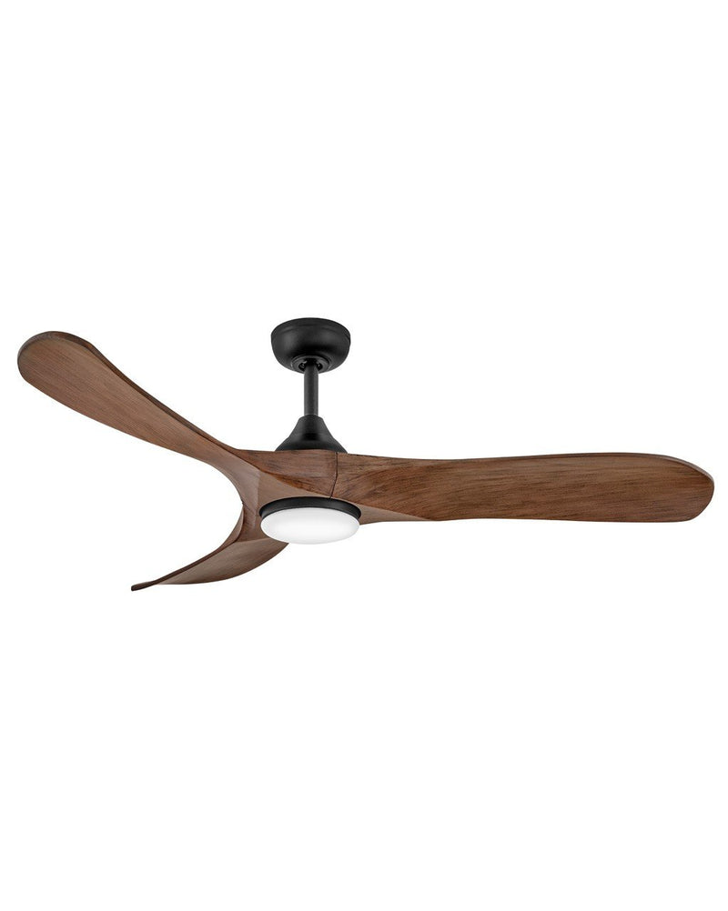 Swell Illuminated 56" Outdoor Smart Ceiling Fan with Light in Matte Black / Walnut