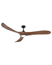 Swell Illuminated 72" Outdoor Smart Ceiling Fan with Light in Matte Black / Walnut