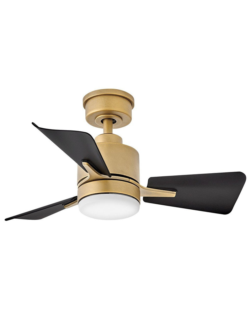 Atom 30" Outdoor Ceiling Fan with Light in Heritage Brass / Matte Black