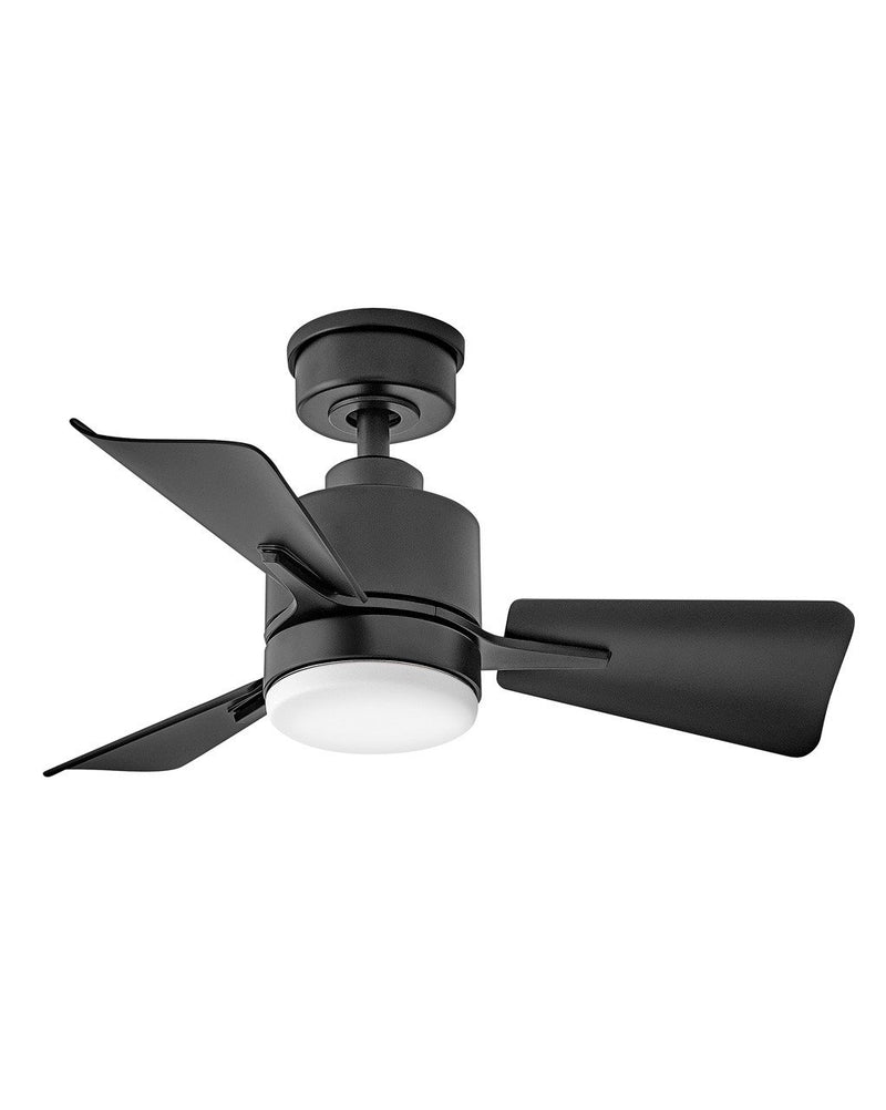 Atom 30" Outdoor Ceiling Fan with Light in Matte Black