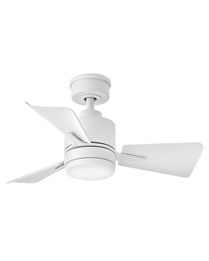 Atom 30" Outdoor Ceiling Fan with Light in Matte White
