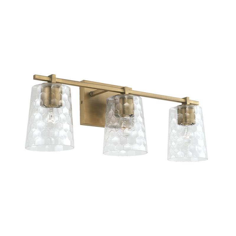 Burke 3-Light Bath Vanity Light in Aged Brass