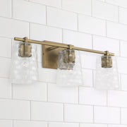Burke 3-Light Bath Vanity Light in Aged Brass