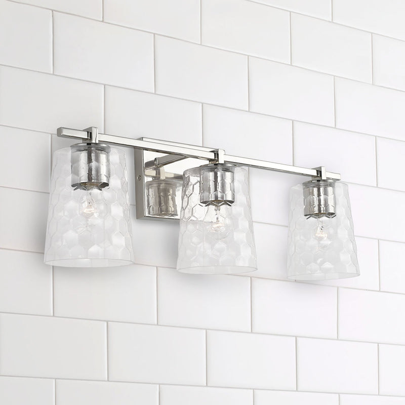Burke 3-Light Bath Vanity Light in Polished Nickel