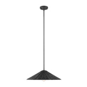 Shallow Rattan Cone 20" 1-Light Pendant in Matte Black