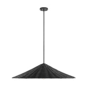 Oversized Rattan Cone 35" 1-Light Pendant in Matte Black