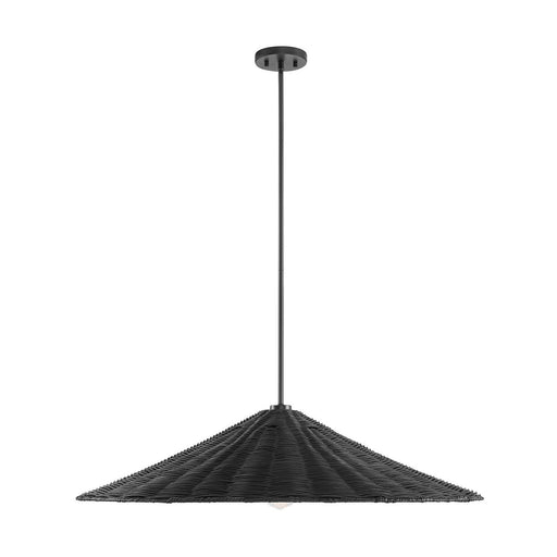 Oversized Rattan Cone 35" 1-Light Pendant in Matte Black