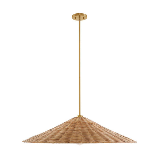 Oversized Rattan Cone 35" 1-Light Pendant in Natural Brass