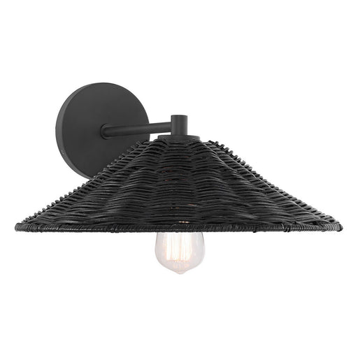 Rattan Shade 15" 1-Light Wall Sconce in Matte Black