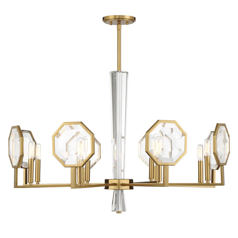 Leighton Eight Light Chandelier in Warm Brass