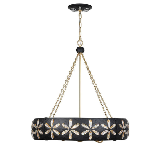 Venice 6-Light Drum Pendant in Metropolis Black and Gold