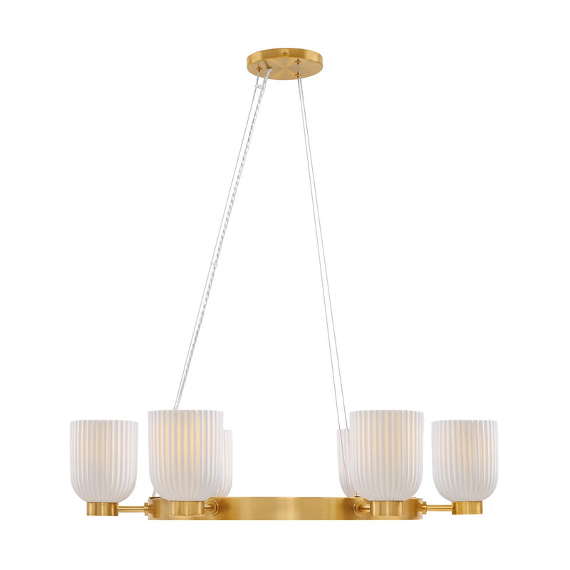 Isla Blanca Six Light Chandelier in Warm Brass
