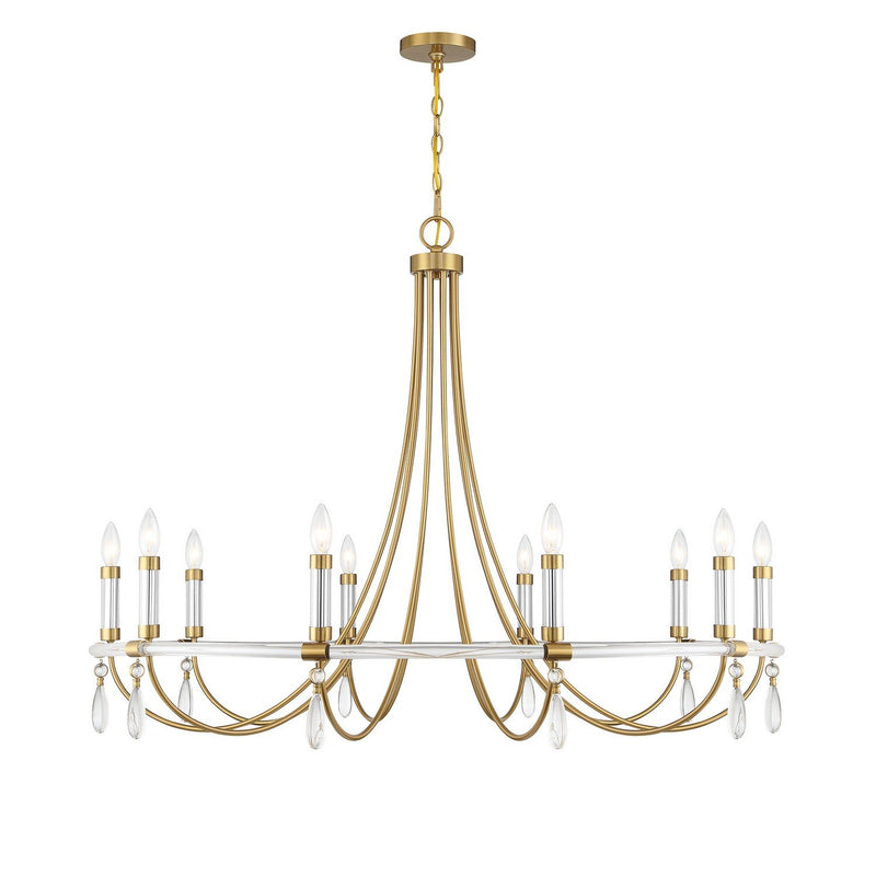 Mayfair 10-Light Chandelier in Warm Brass and Chrome