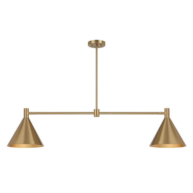 Pharos 2-Light Linear Chandelier in Noble Brass
