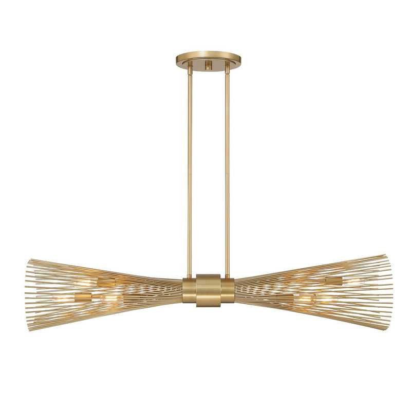 Longfellow 6-Light Linear Pendant in Burnished Brass