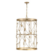 Lexington 5-Light Cage Pendant in Burnished Brass