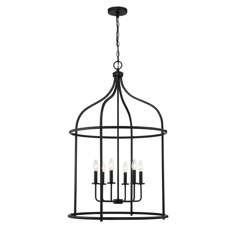 Brookstone 6-Light Lantern Pendant in Matte Black