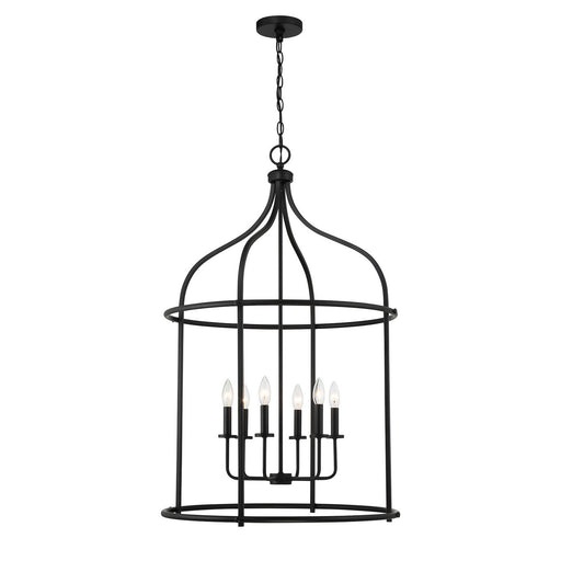 Brookstone 6-Light Lantern Pendant in Matte Black