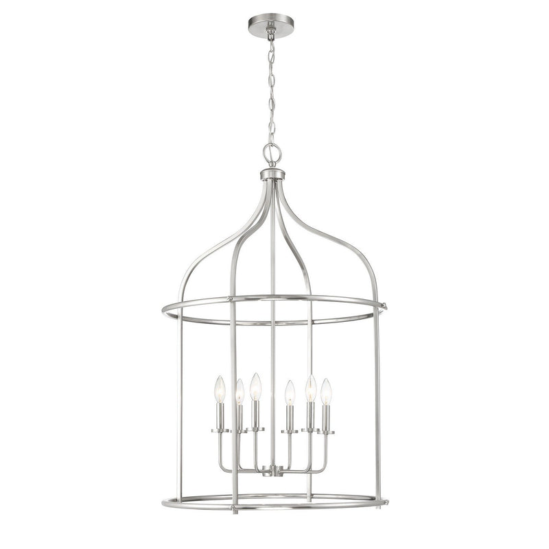 Brookstone 6-Light Lantern Pendant in Satin Nickel